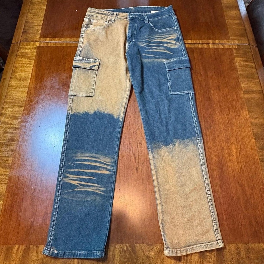 Jeans‎ Wear Two Tone Cargo Jeans Bleached Wash Size 32